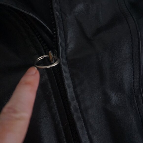 Vintage '80S Sears The Men'S Store Black Zip Up 100% Leather Bomber Jacket L - Picture 15 of 15